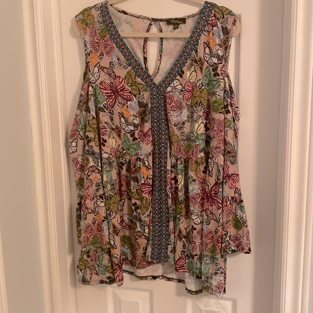 Cold Shoulder Babydoll Tunic-2X
